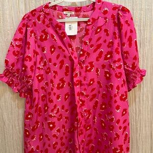 Pink and Red Cheetah Print Top
